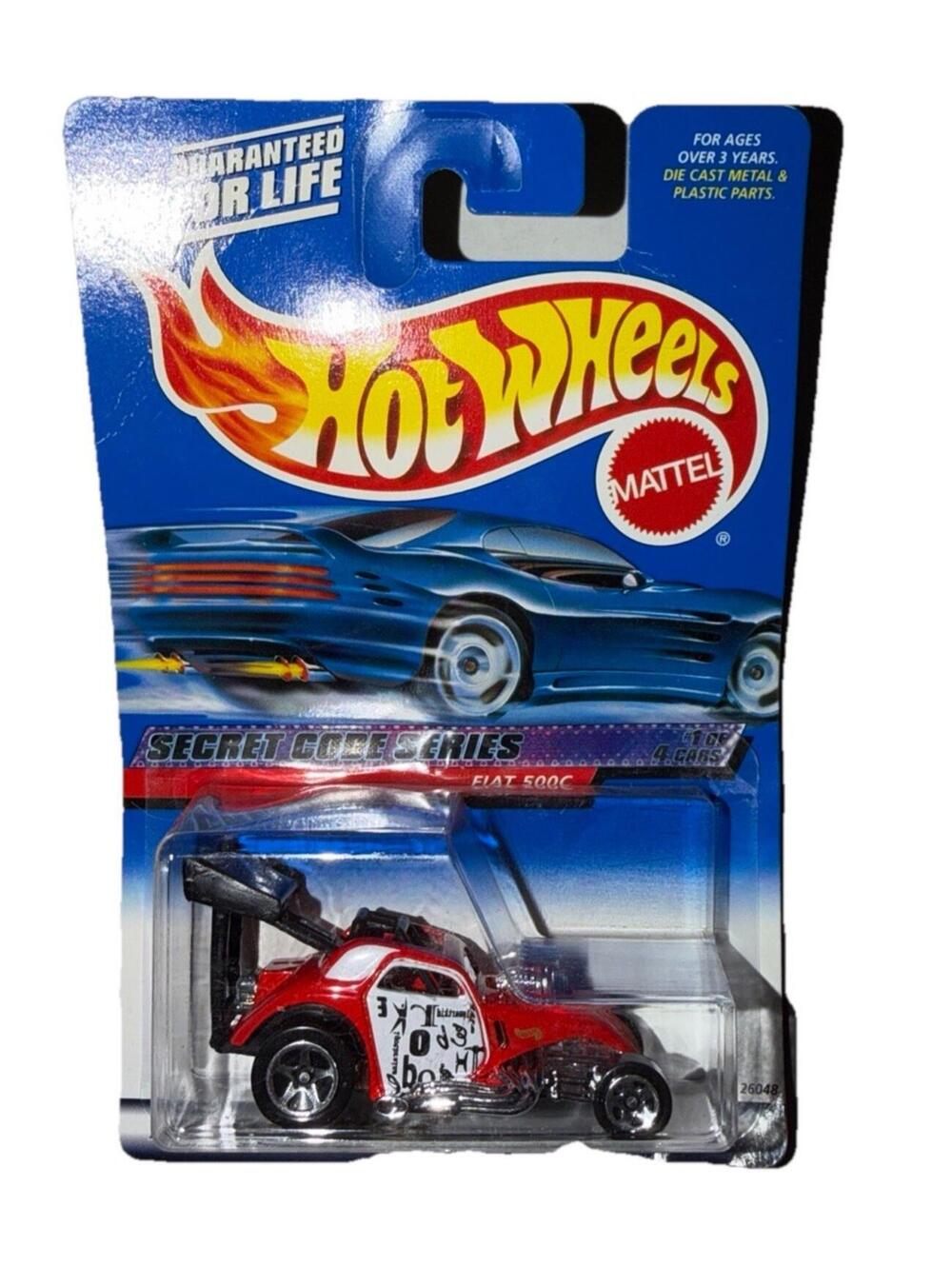 Hot Wheels 2000 Secret Code Series Fiat 500C Red Diecast Car 1/64 26048 New